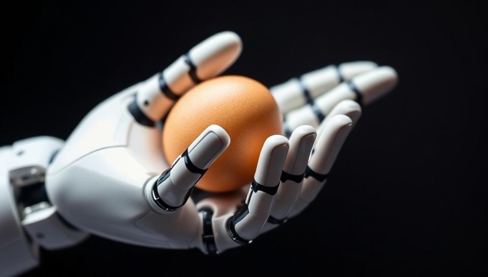 Robotic hand holding an egg